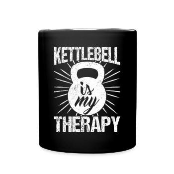 Gym Junkies Kettlebell Is My Therapy Calisthenics - Full Colour Mug - black - Front