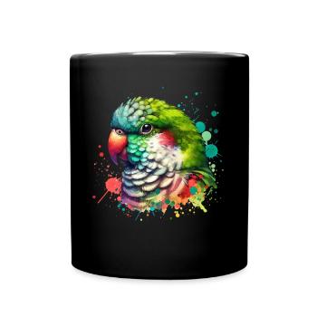 Monk Parakeet Motif - Full Colour Mug - black - Front