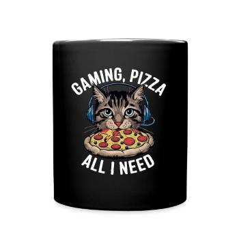 Drôles de chats Jeux Pizza Gamer Gamer Jeux - Mug uni - noir - Devant