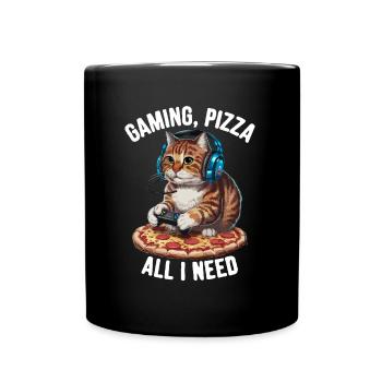 Drôles de chats Jeux Pizza Gamer Gamer Jeux - Mug uni - noir - Devant