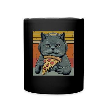 Drôles de chats Jeux Pizza Gamer Gamer Jeux - Mug uni - noir - Devant