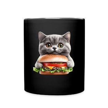 Cat Fast Food Burger Cats Hamburger Cat Lover - Full Colour Mug - black - Front