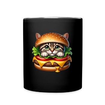 Cat Fast Food Burger Cats Hamburger Cat Lover - Full Colour Mug - black - Front