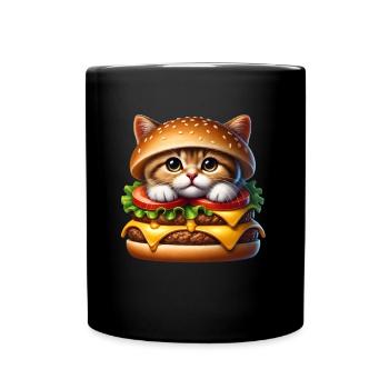 Cat Fast Food Burger Cats Hamburger Cat Lover - Full Colour Mug - black - Front