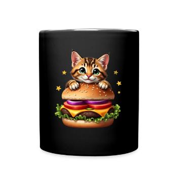 Cat Fast Food Burger Cats Hamburger Cat Lover - Full Colour Mug - black - Front
