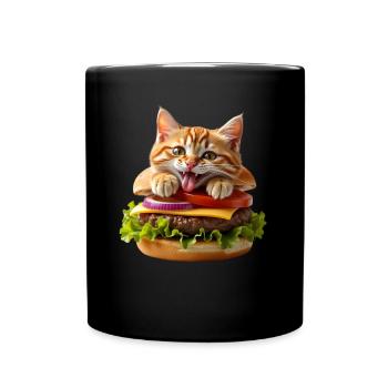 Cat Fast Food Burger Cats Hamburger Cat Lover - Full Colour Mug - black - Front