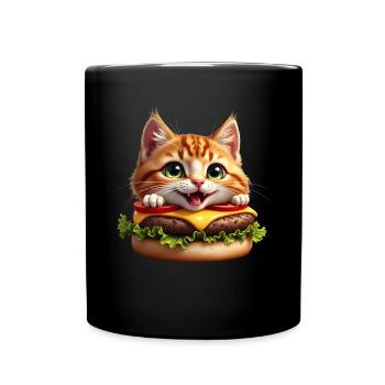 Cat Fast Food Burger Cats Hamburger Cat Lover - Full Colour Mug - black - Front