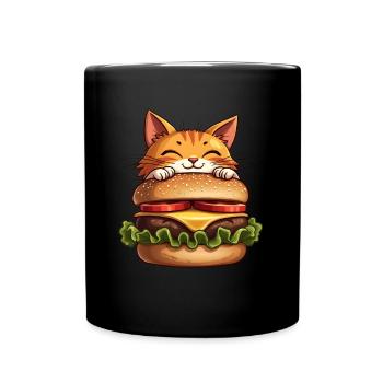 Cat Fast Food Burger Cats Hamburger Cat Lover - Full Colour Mug - black - Front
