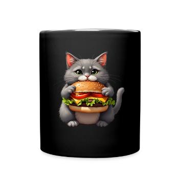 Cat Fast Food Burger Cats Hamburger Cat Lover - Full Colour Mug - black - Front