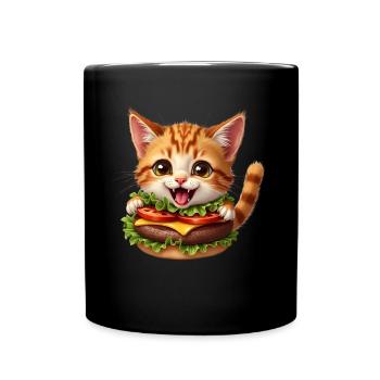 Cat Fast Food Burger Cats Hamburger Cat Lover - Full Colour Mug - black - Front