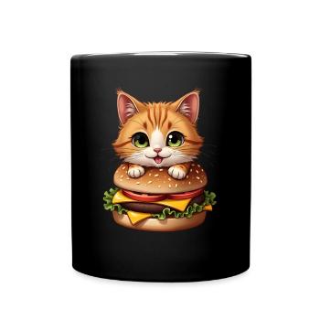 Cat Fast Food Burger Cats Hamburger Cat Lover - Full Colour Mug - black - Front