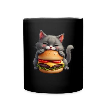 Cat Fast Food Burger Cats Hamburger Cat Lover - Full Colour Mug - black - Front
