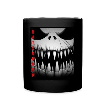HAPPY HALLOWEEN MOTIF WITH HORROR PUMPKIN - Full Colour Mug - black - Front