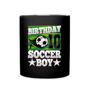 10th birthday Boy Soccer 10 Years Old Gifts - Full Colour Mug - black - Front