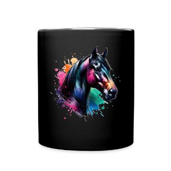Traber Motiv Pferd - Tasse einfarbig - Schwarz - Vorne