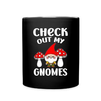 Check Out My Gnomes Funny Gnome Gardening - Full Colour Mug - black - Front