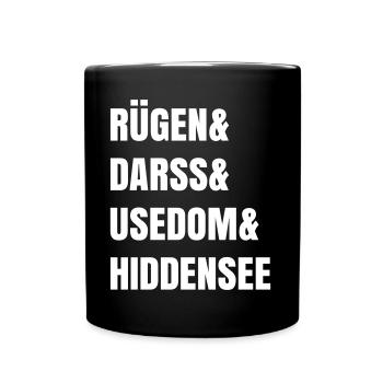 Rügen Darß Usedom Hiddensee - Tasse einfarbig - Schwarz - Vorne