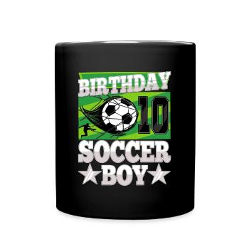 10th birthday Boy Soccer 10 Years Old Gifts - Full Colour Mug - black - Front