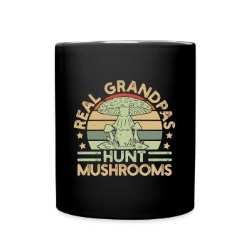 Mushroom Foraging Hunter Grandpas Hunt Mushrooms - Full Colour Mug - black - Front