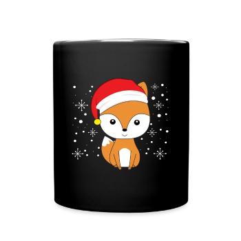 Renard avec chapeau de Noël renards amant idée cadeau - Mug uni - noir - Devant