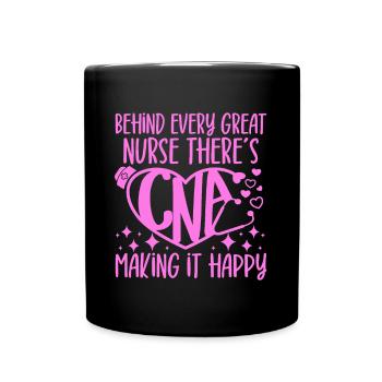 CNA Nursing Quotes Funny Nurse Lovers Cute CNA - Full Colour Mug - black - Front