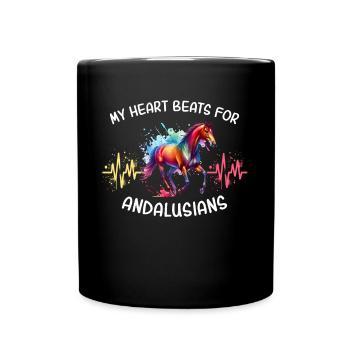 Andalusian Heartline Horse - Full Colour Mug - black - Front