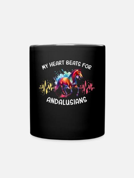 Andalusier Herzlinie Pferd - Tasse einfarbig - Schwarz