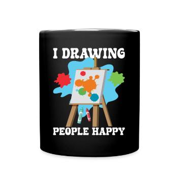Funny Art Painter Drawing People Happy Artist Gift - Tasse einfarbig - Schwarz - Vorne