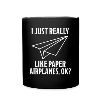 Paper Airplane Saying Joke Paper Airplane Gift - Full Colour Mug - black - Front