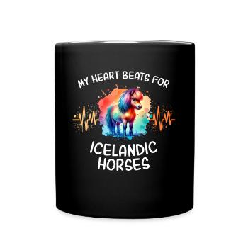 Islandais Heartline Cheval Poney islandais - Mug uni - noir - Devant