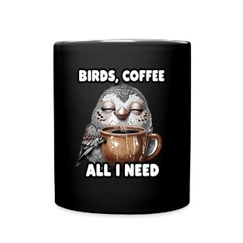 Funny Bird Coffee Zoo Retro Coffee All I Need - Full Colour Mug - black - Front