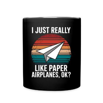 Paper Airplane Saying Joke Paper Airplane Gift - Full Colour Mug - black - Front