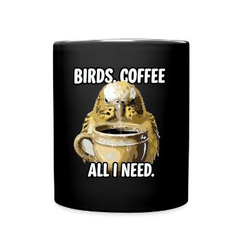 Funny Bird Coffee Zoo Retro Coffee All I Need - Full Colour Mug - black - Front