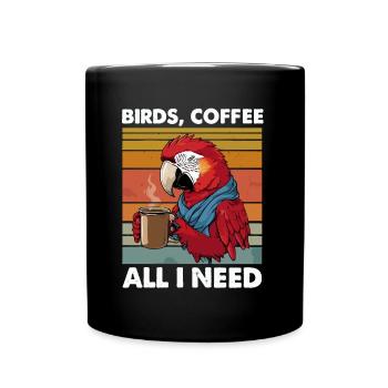 Funny Bird Coffee Zoo Retro Coffee All I Need - Full Colour Mug - black - Front