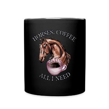 Lustiges Pferd Kunst Pferdebesitzer Pferde Kaffee - Tasse einfarbig - Schwarz - Vorne