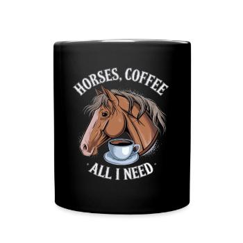 Lustiges Pferd Kunst Pferdebesitzer Pferde Kaffee - Tasse einfarbig - Schwarz - Vorne