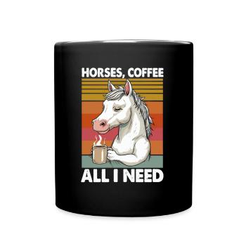 Lustiges Pferd Kunst Pferdebesitzer Pferde Kaffee - Tasse einfarbig - Schwarz - Vorne