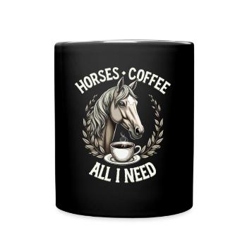 Lustiges Pferd Kunst Pferdebesitzer Pferde Kaffee - Tasse einfarbig - Schwarz - Vorne
