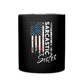 Sarkastischer Schwester - Tasse einfarbig - Schwarz - Vorne