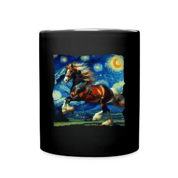 Cheval de la Comté, Nuit étoilée - Mug uni - noir - Devant