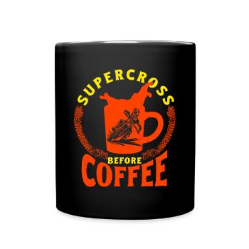 Dirt Biker Riding Supercross Before Coffee Gift - Tasse einfarbig - Schwarz - Vorne