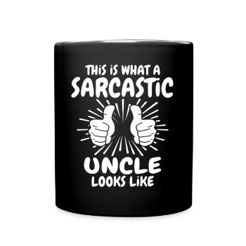 Sarkastischer Onkel - Tasse einfarbig - Schwarz - Vorne