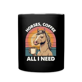 Lustiges Pferd Kunst Pferdebesitzer Pferde Kaffee - Tasse einfarbig - Schwarz - Vorne