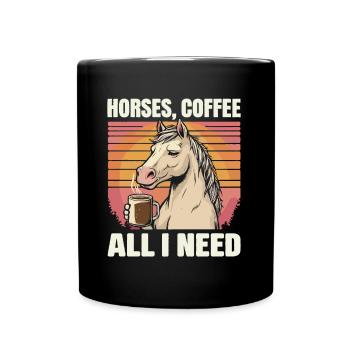 Lustiges Pferd Kunst Pferdebesitzer Pferde Kaffee - Tasse einfarbig - Schwarz - Vorne