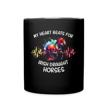 Irisches Zugpferd Herzlinie Pferd - Tasse einfarbig - Schwarz - Vorne
