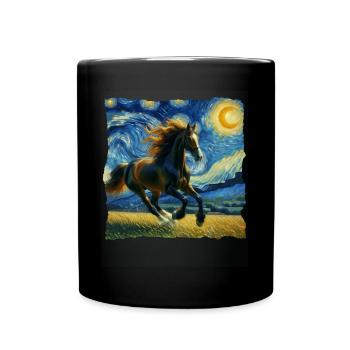 Irisches Zugpferd Starry Night - Tasse einfarbig - Schwarz - Vorne