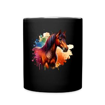 Marwari Motiv Pferd - Tasse einfarbig - Schwarz - Vorne