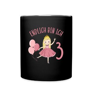 Chemise d’anniversaire princesse enfin 3 ans fille - Mug uni - noir - Devant