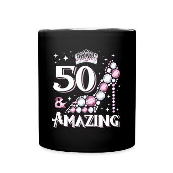 Stylish shoe design for women's 50th birthday - Full Colour Mug - black - Front