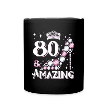 Stylish shoe design for women's 80th birthday - Full Colour Mug - black - Front
